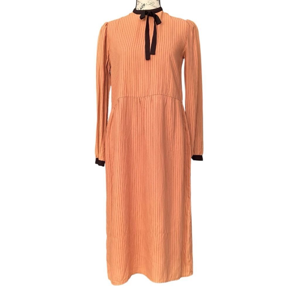 Vintage Christine Von Lumbe  Orange Long Sleeve Dress in Size *SEE MEASUREMENT* - Picture 2 of 16
